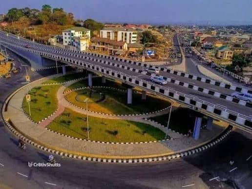 The completed Ganaja Junction Flyover and landscaped interchange